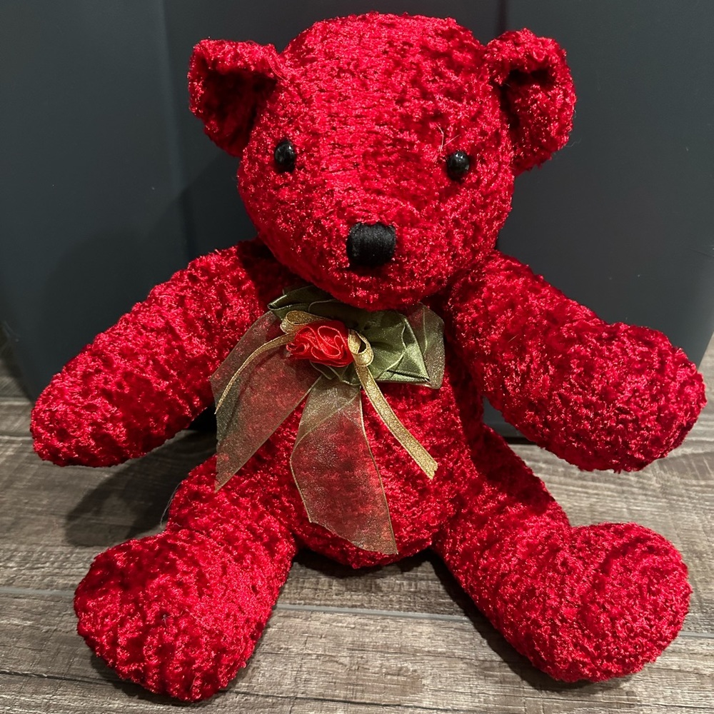 Dan Dee Collectors Choice Red Heart Teddy Bear with Gold Bow